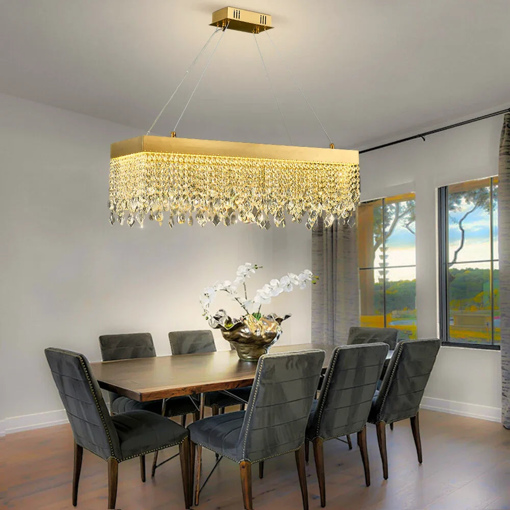 Rectangle Dining Room Chandeliers | Long Table Statement Lighting ...