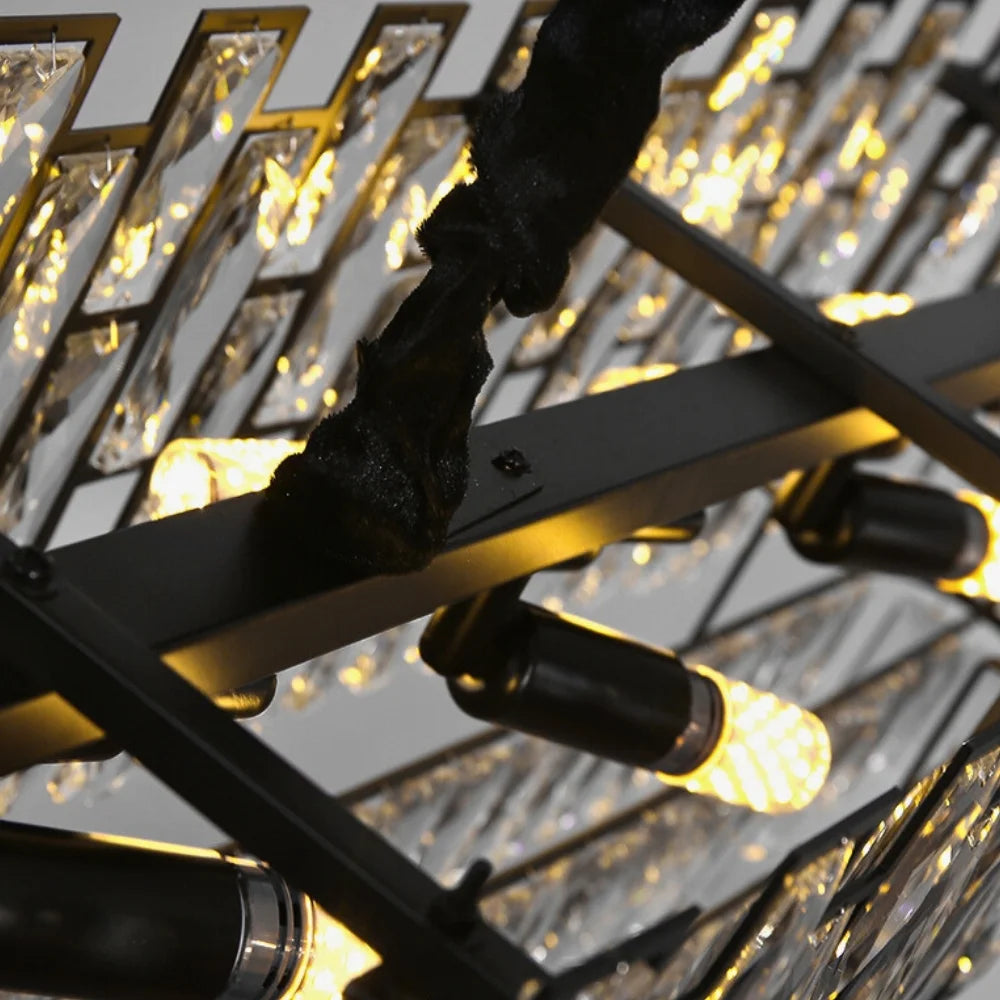 Luxor Modern Black Crystal Pendant Light for Dining Room & Kitchen Island