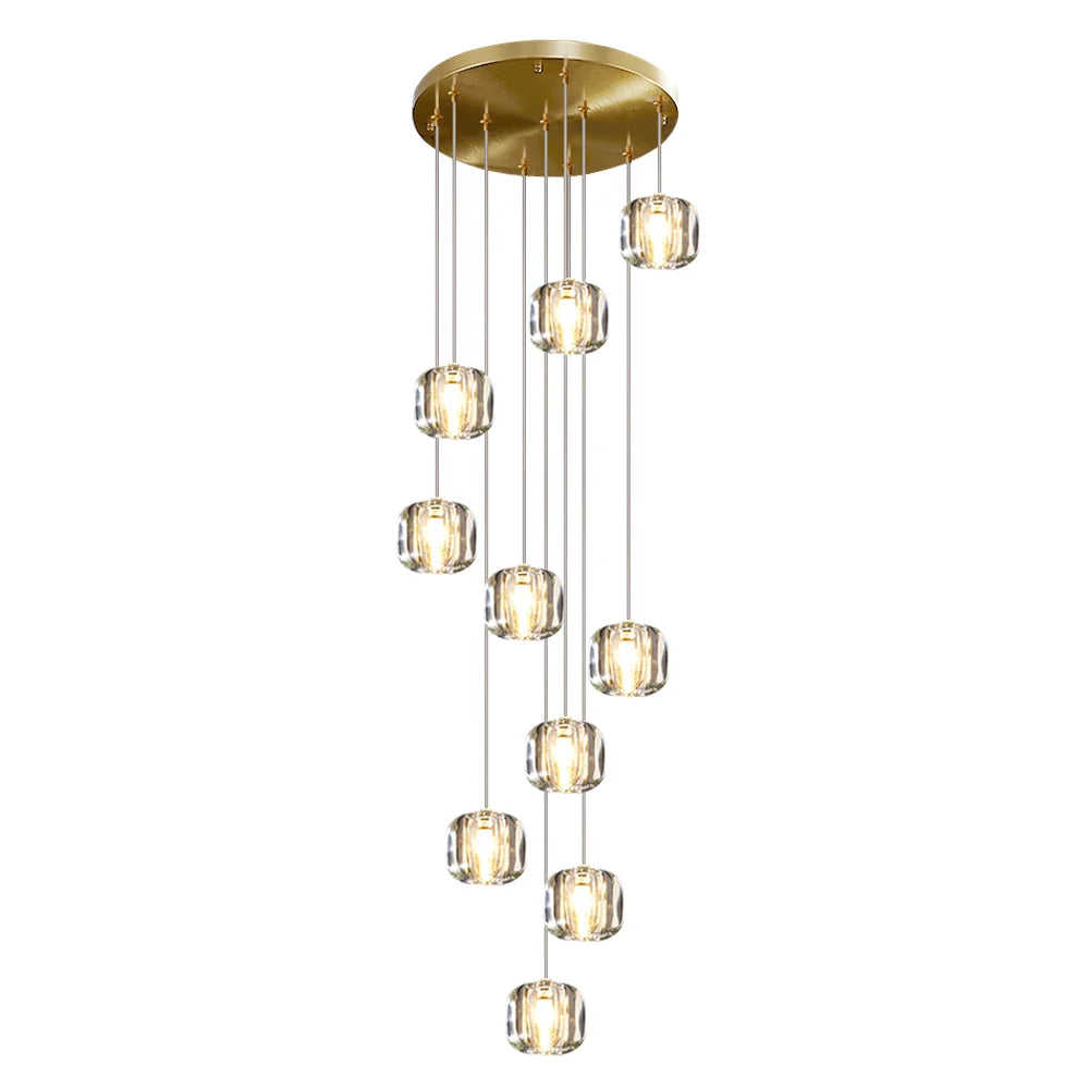 10 lights gold crystal chandelier for staircase