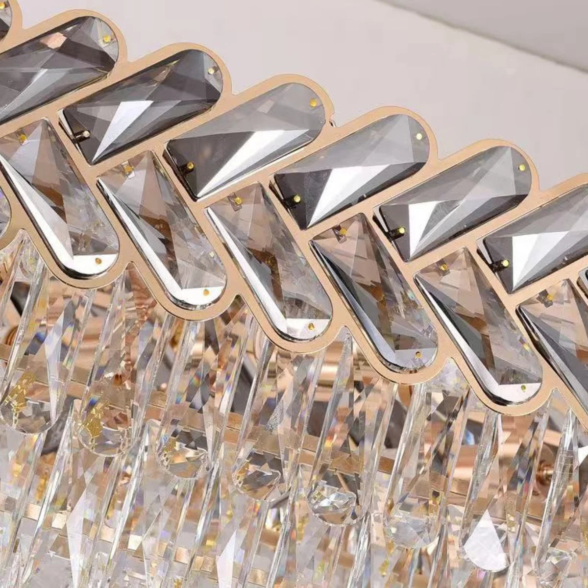 Solis Modern Gold Smoky Gray Crystal Pendant Light for Dining Room & Kitchen