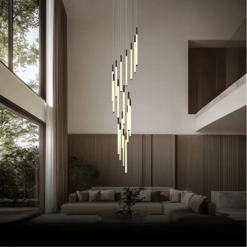 18 lights tube chandelier for staircase