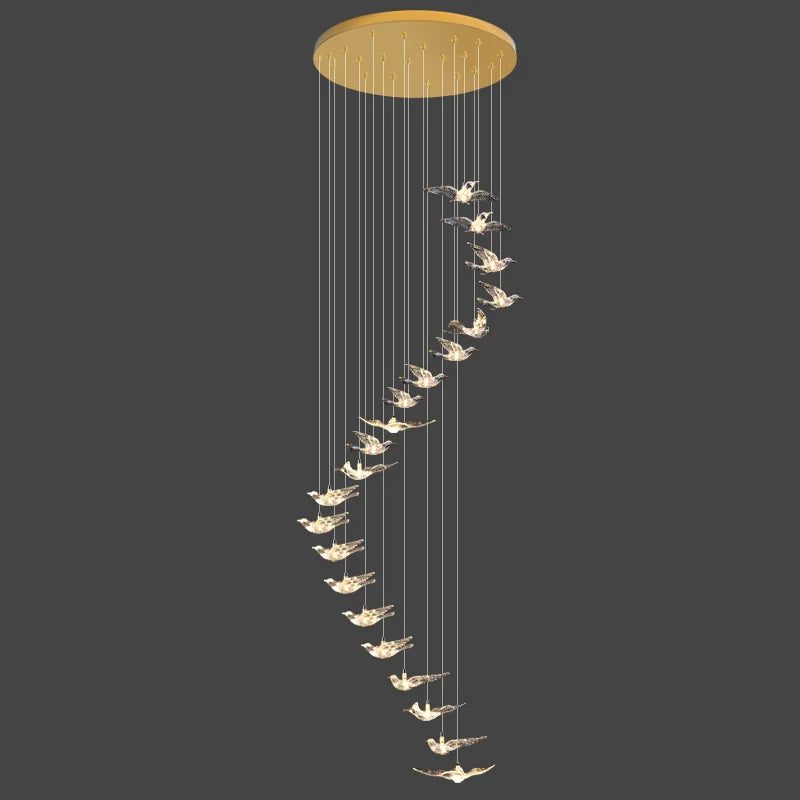 21 lights birds design large staircase chandelier