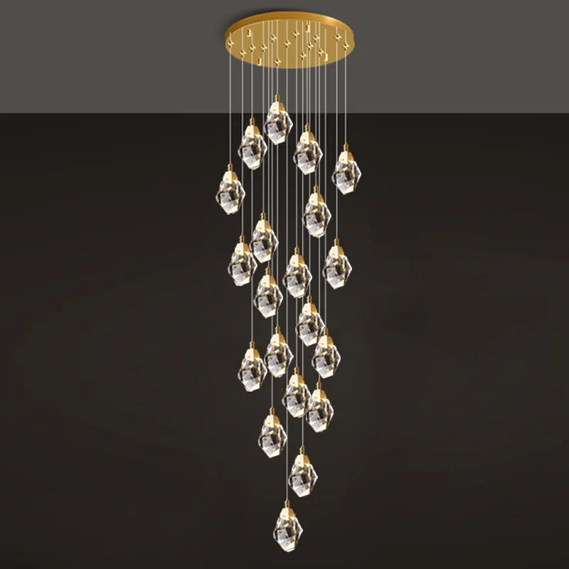 25 lights diamond crystal chandelier for staircase
