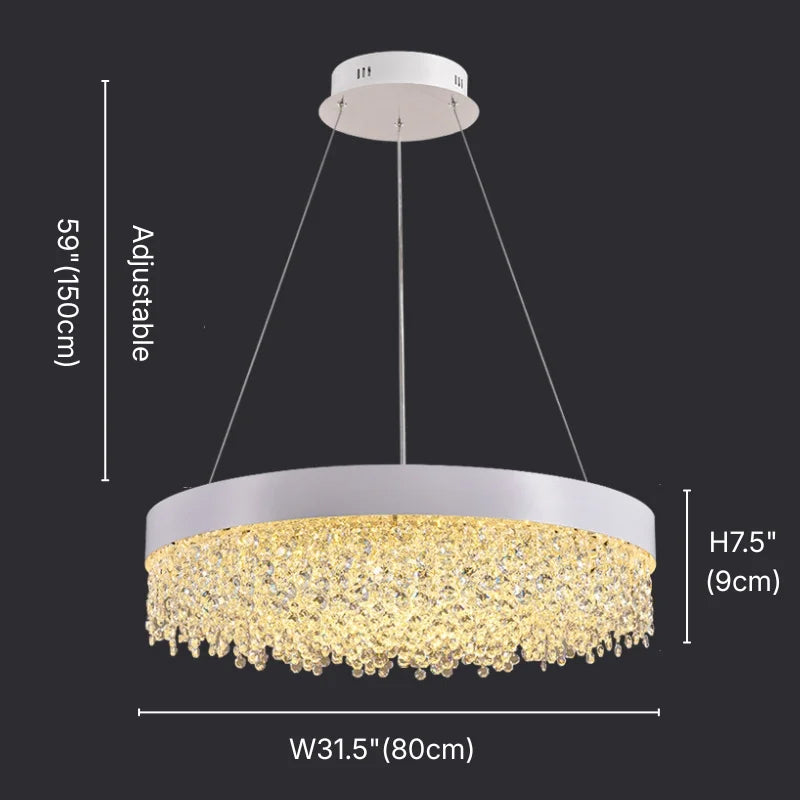 Vetra Luxury Round Crystal Chandelier for Living Room & Dining Room
