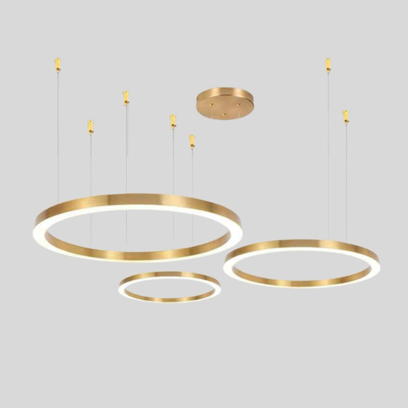 3 rings brushed gold led chandelier