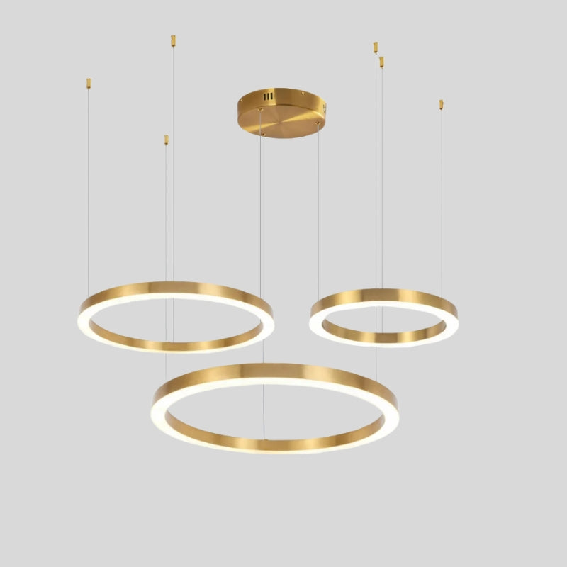 3 rings brushed gold led hanging light