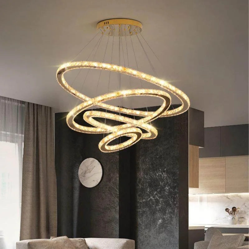 4 rings led crystal chandelier for living room
