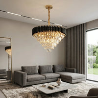 Ethereal Modern Black Crystal Chandelier for Living Room