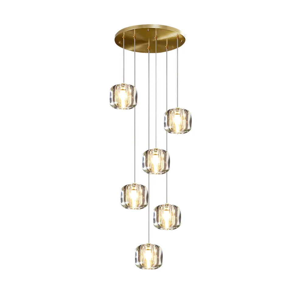 6 lights gold crystal chandelier for staircase