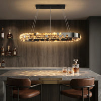 Kira Modern LED Oval Crystal Pendant Light for Dining Room