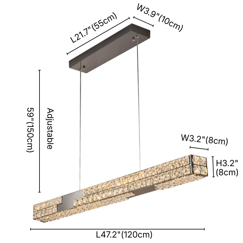 Kira Black LED Crystal Linear Pendant Light for Dining Room