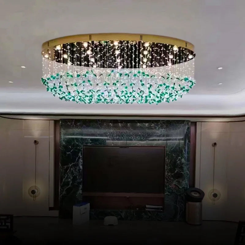 Stellar Modern Oval Crystal Chandelier for Dining Room & Living Room