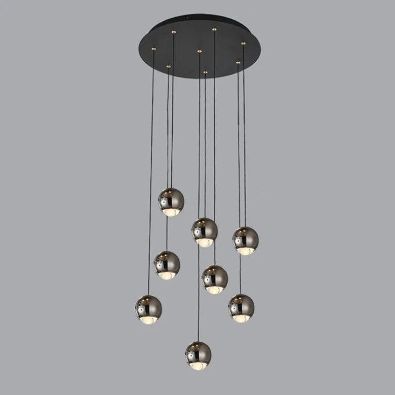 8 lights led ball chandelier for staircase