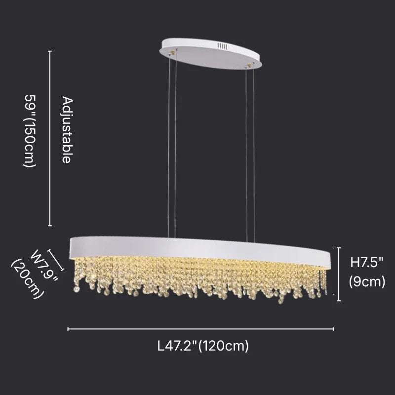 Vetra Luxury White Crystal Oval Pendant Light for Dining Room & Kitchen