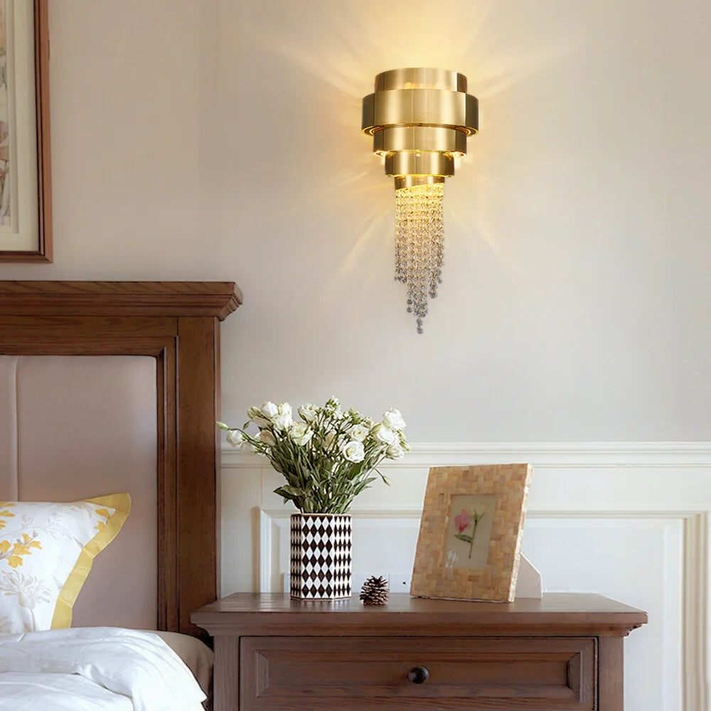 modern gold crystal sconce