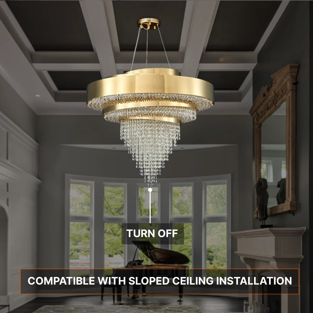 living room gold crystal chandelier