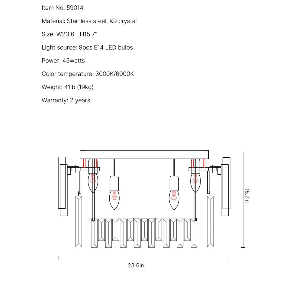 Astra Ceiling Lamp-Living Room Dimmable Shiny Gold Crystal Ceiling Chandelier-SKU-23.6"
