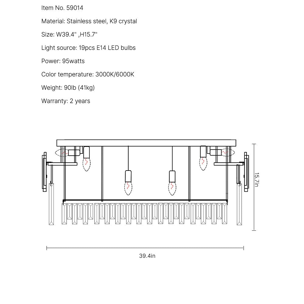 Astra Ceiling Lamp-Living Room Dimmable Shiny Gold Crystal Ceiling Chandelier-SKU-39.4"