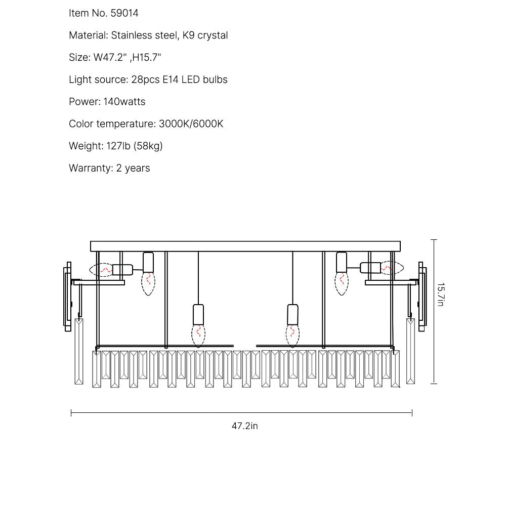 Astra Ceiling Lamp-Living Room Dimmable Shiny Gold Crystal Ceiling Chandelier-SKU-47.2"