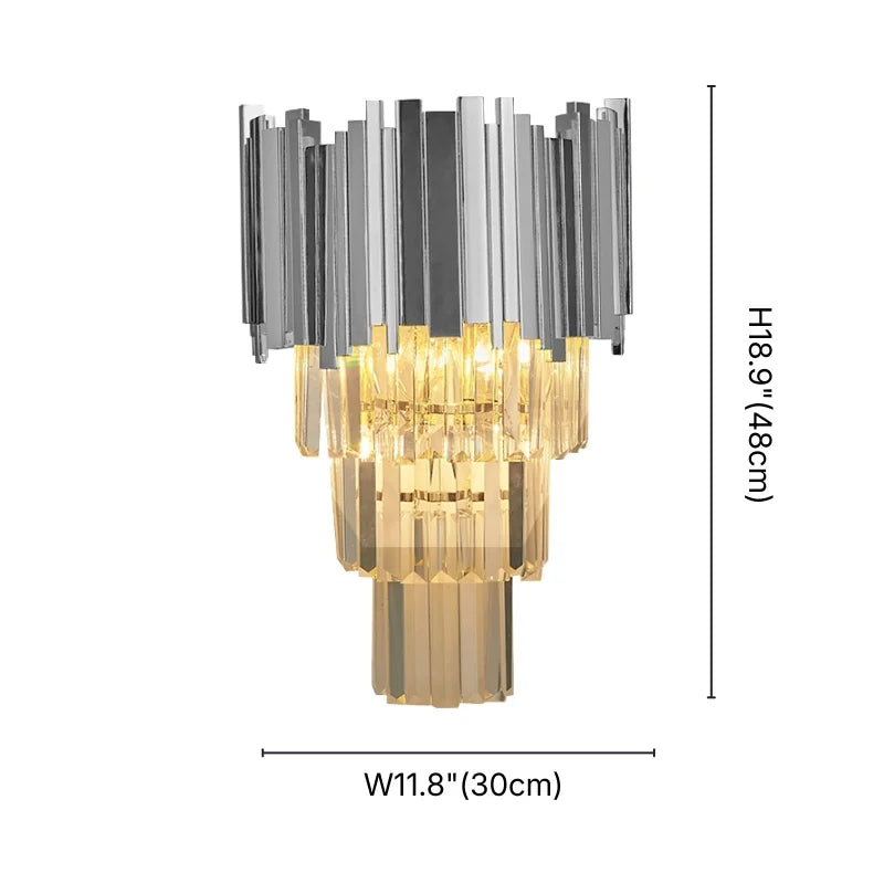 Astra Gold/Chrome Crystal Wall Sconce for Bedroom & Living Room