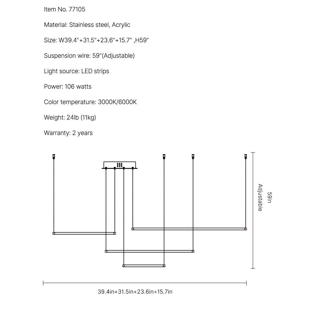 Aura Chandelier-Gold Rings Hanging LED Light Fixture For Living Room SKU