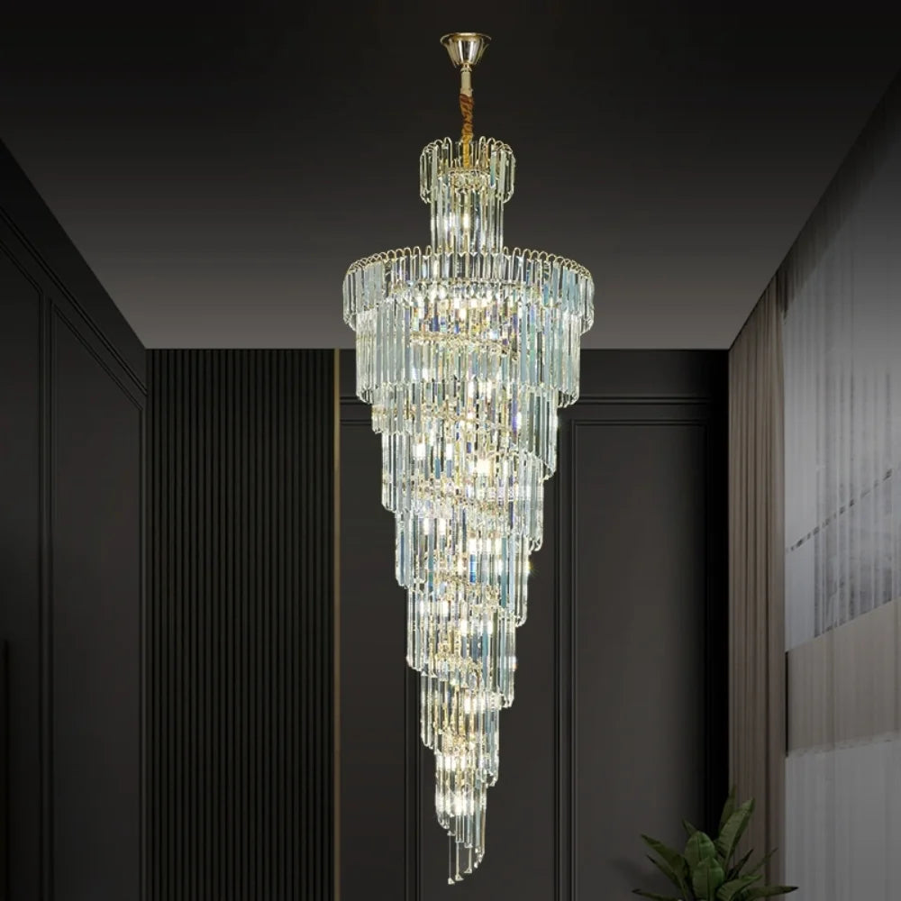 spiral crystal staircase chandelier