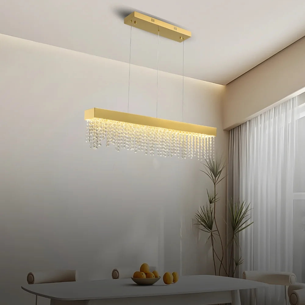 Bling Pendant Light-Gold crystal Chandelier For Modern Dining Room