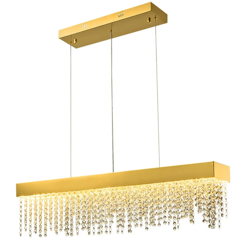 Bling Pendant Light-Gold crystal Chandelier For Modern Dining Room