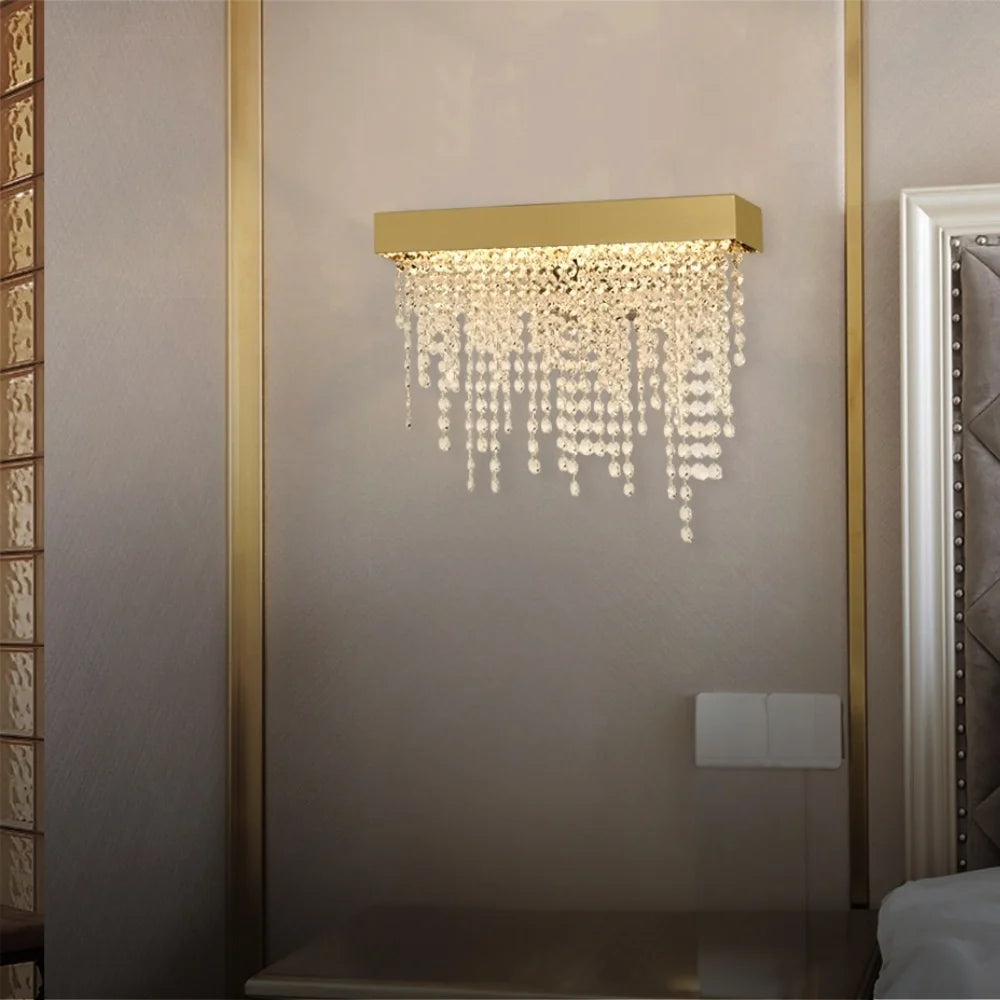 Bling Gold/Black/Chrome Crystal Wall Sconce for Living Room & Bedroom