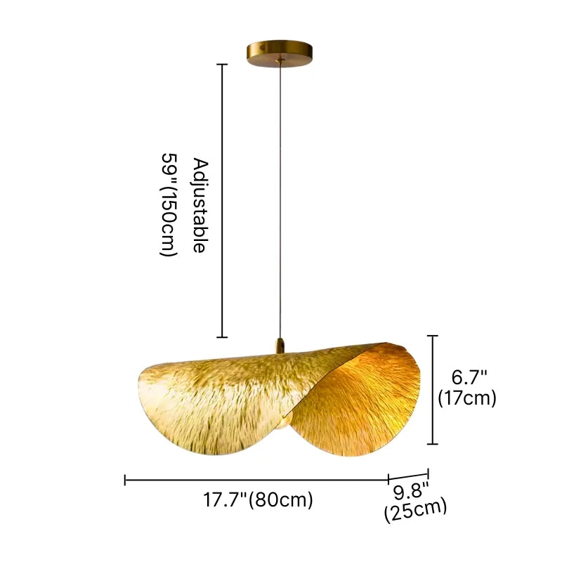 Bris Gold Lotus Leaf Copper Pendant Light for Dining Room