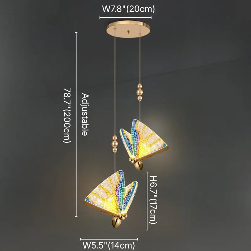Butterfly Gold Crystal Pendant Light for Bedroom & Kitchen Island