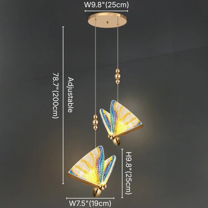 Butterfly Gold Crystal Pendant Light for Bedroom & Kitchen Island