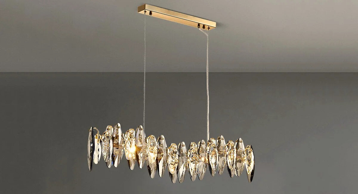 Cascadia Pendant Light-Luxurious Dining Room/lsland Smoke Gray Crystal Lamp Real Shot