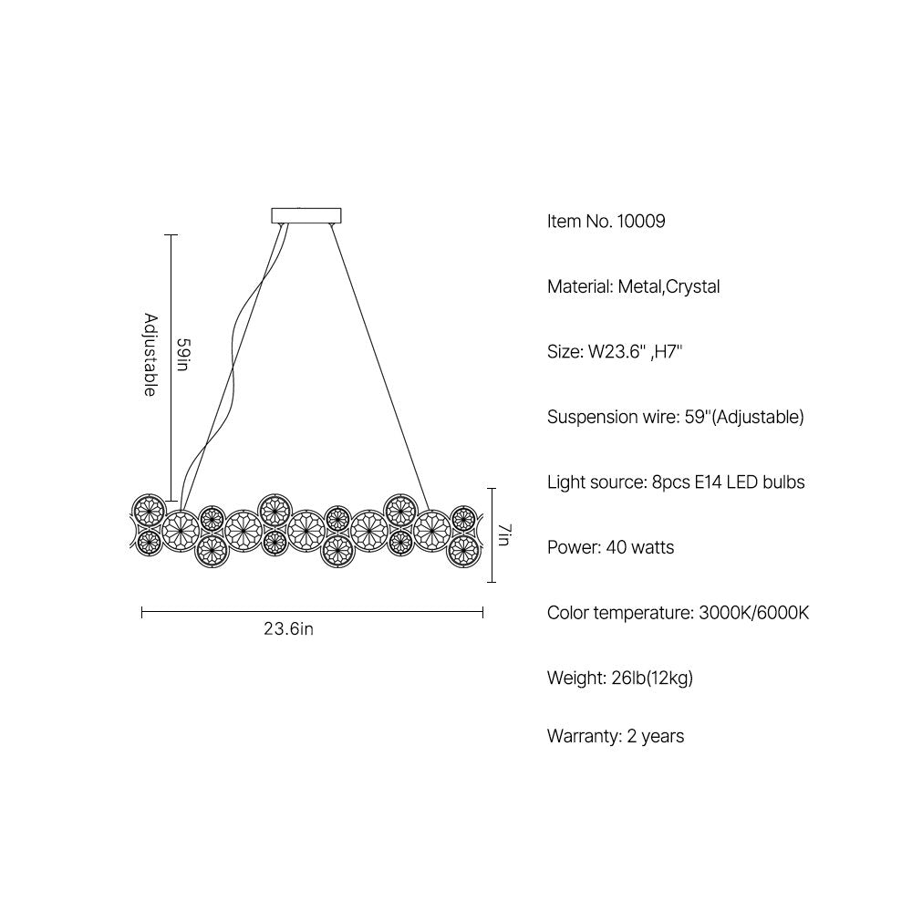 Celeste Chandelier-Modern Chrome Crystal Ligh Fixture For Living Room SKU-23.6"