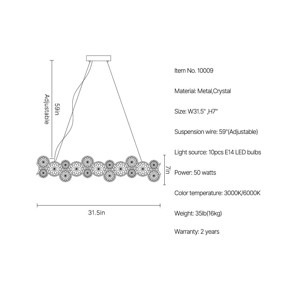 Celeste Chandelier-Modern Chrome Crystal Ligh Fixture For Living Room SKU-31.5"