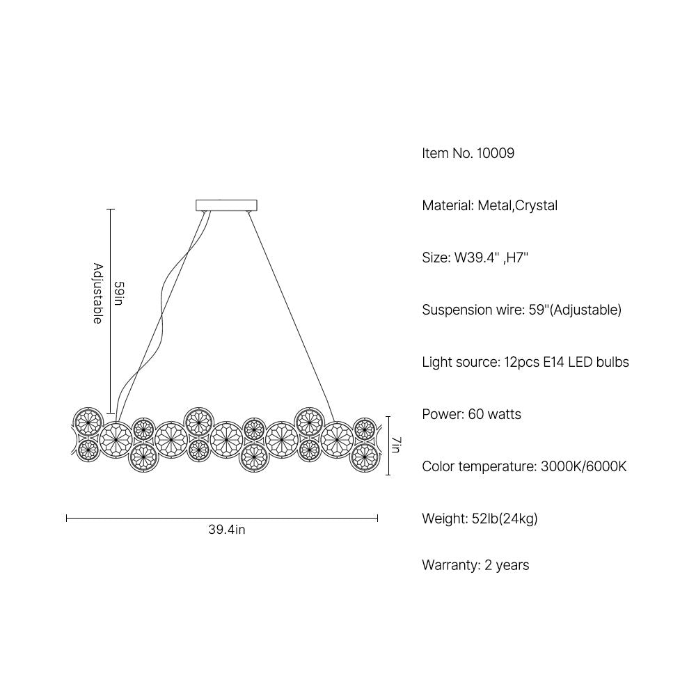 Celeste Chandelier-Modern Chrome Crystal Ligh Fixture For Living Room SKU-39.4"