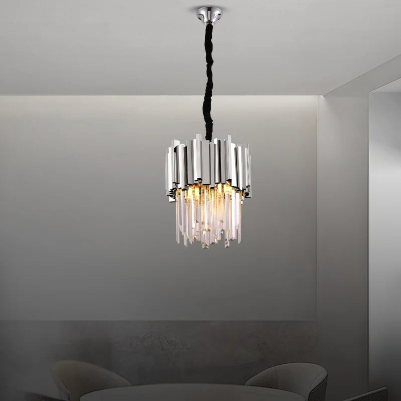 Chrome small crystal chandelier for dining room