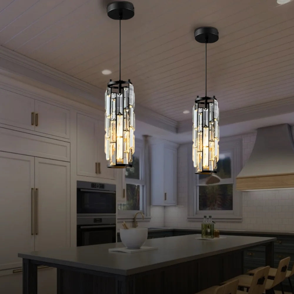 Clyo Black/Gold/Chrome Crystal Pendant Lights for Kitchen Island