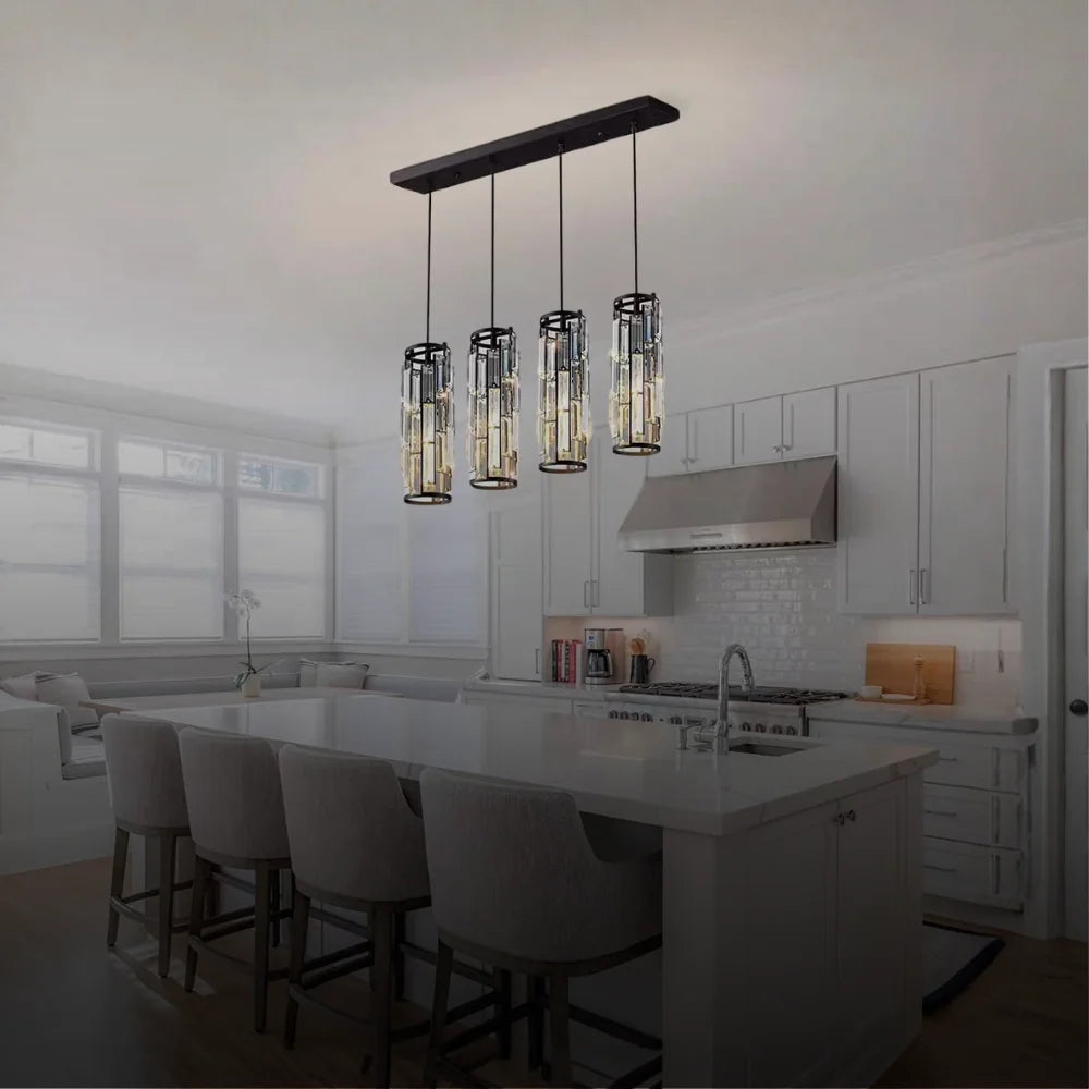 Clyo Black/Gold/Chrome Crystal Pendant Lights for Kitchen Island