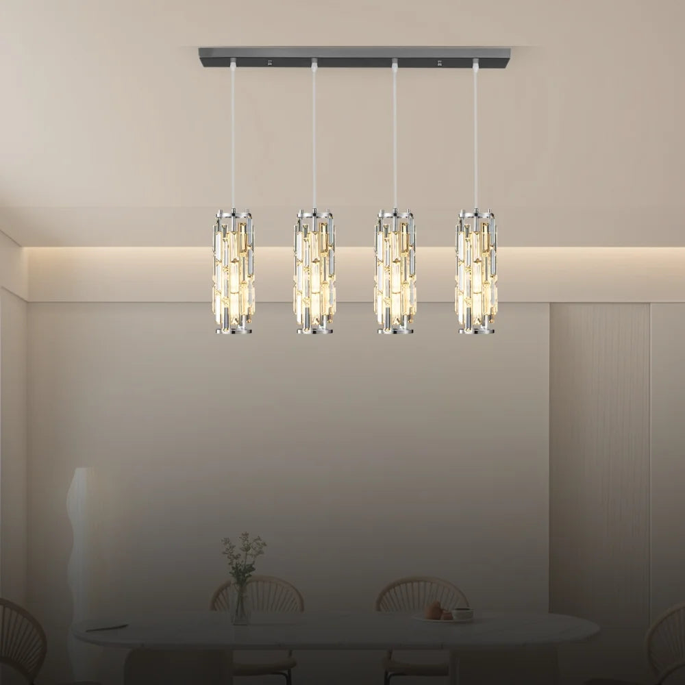 Crystal and Metal Pendant Lamp