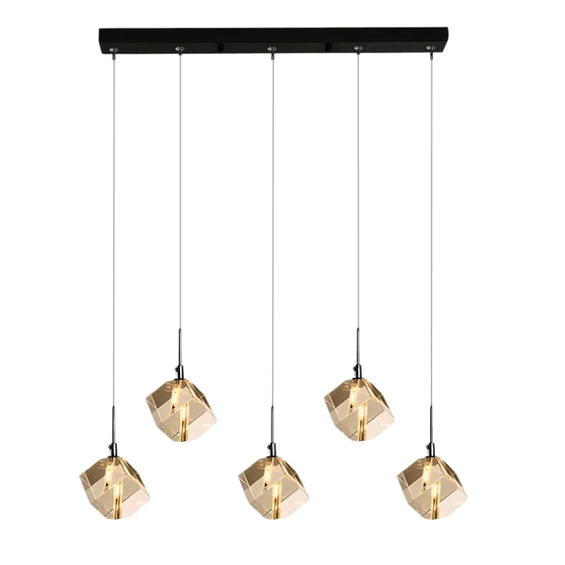 Core Black Modern Crystal Pendant Light for Kitchen Island & Dining Room