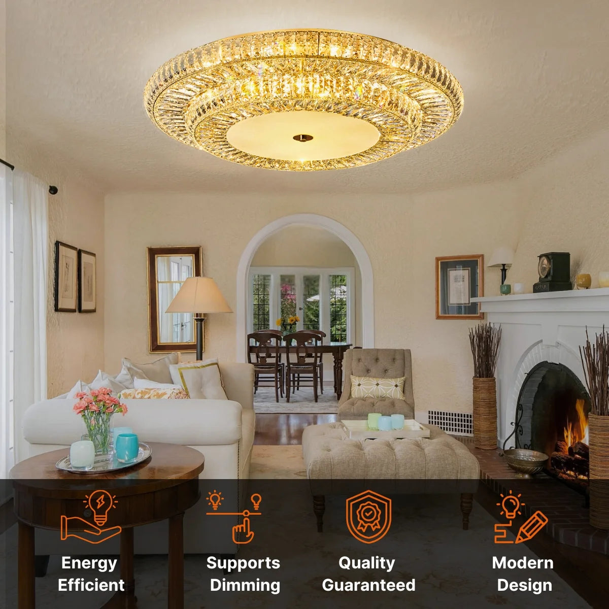 Large crystal ceiling lamp