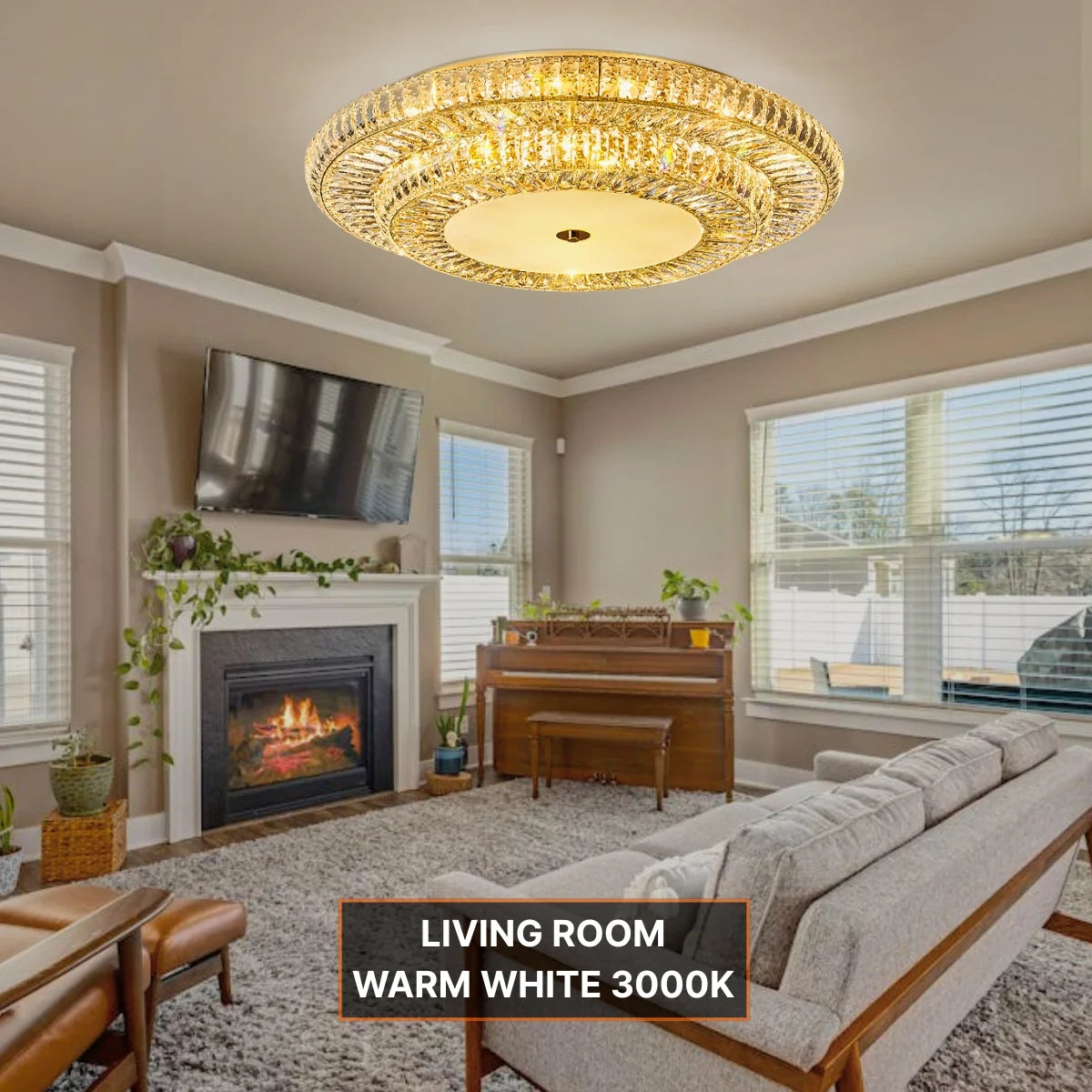 Large crystal ceiling lamp