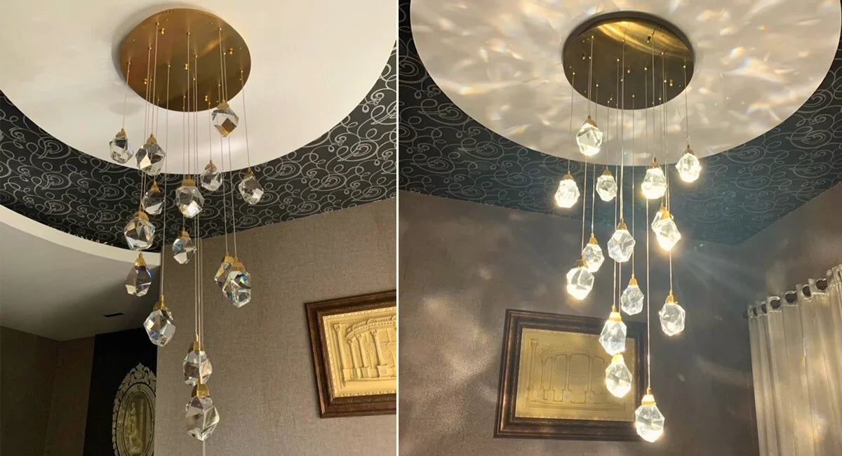 Diamond Chandelier-Large Dimmable LED Crystal Chandelier For Staircase Buyer Show