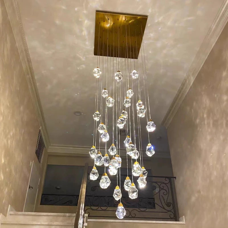 Diamond Chandelier-Large Dimmable LED Crystal Chandelier For Staircase