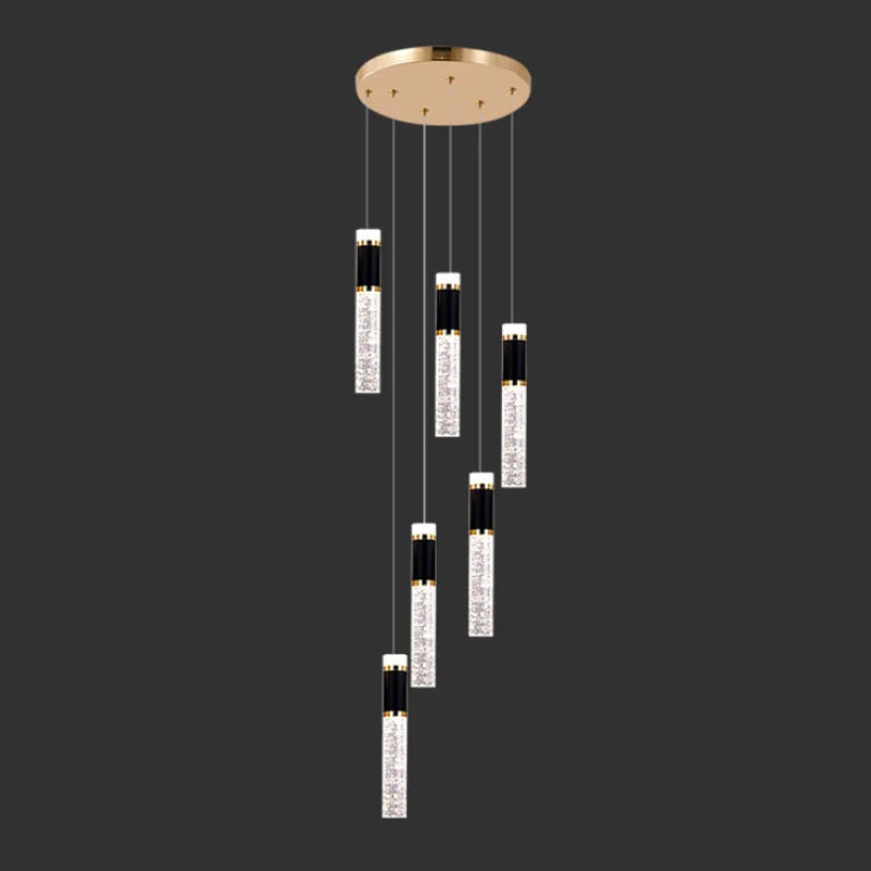 6 lights Spiral Crystal Staircase Chandelier
