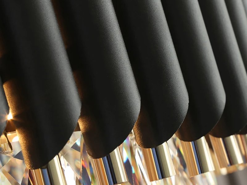 Ethereal Pendant Light-Contemporary Black Dining Room Crystal ChandelierLighting-Lamp Frame Detail