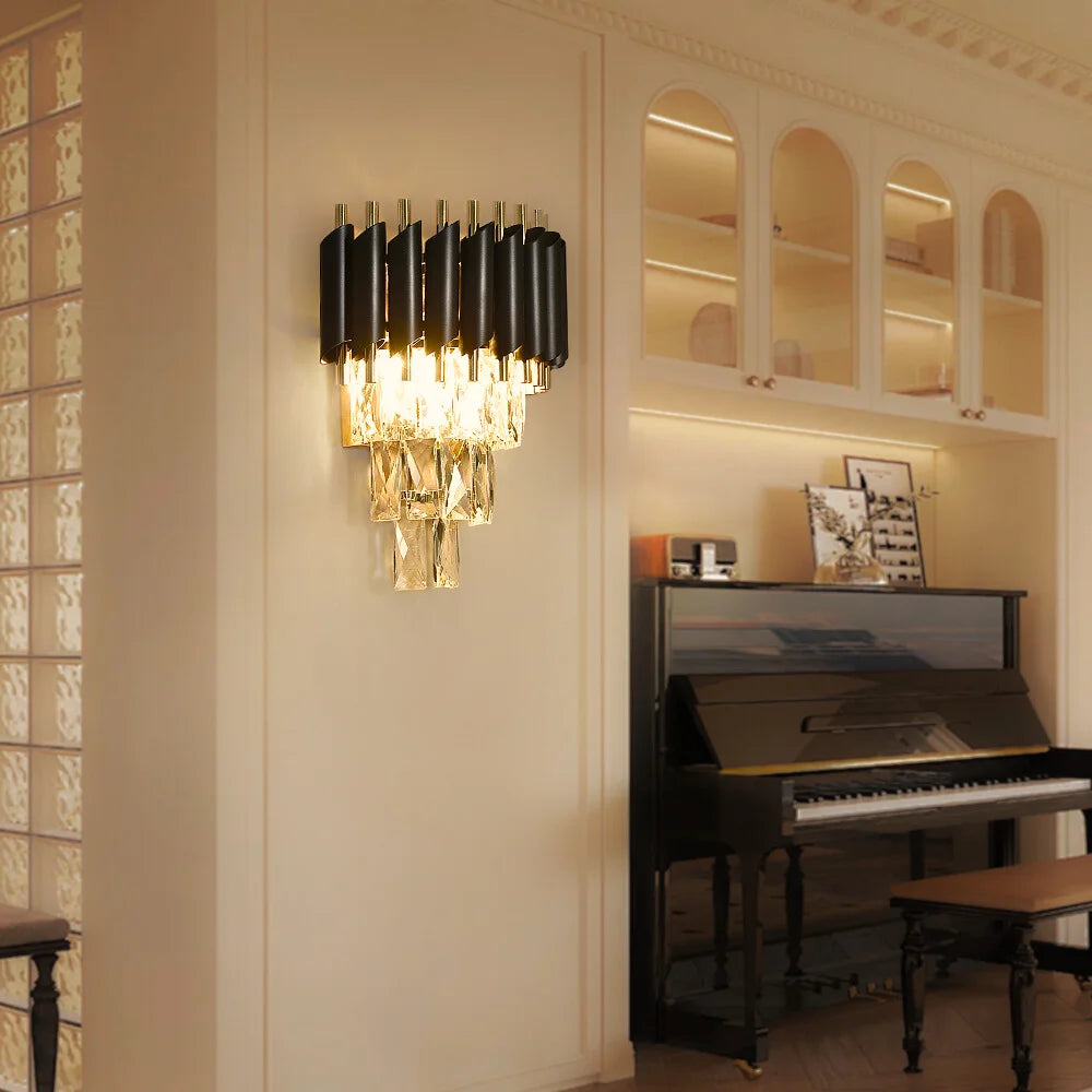 Black crystal wall lamp