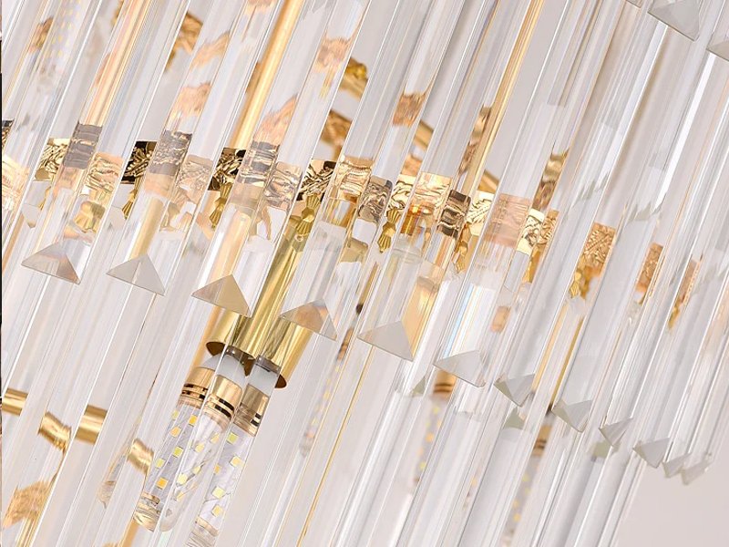 Ethereal Staircase Chandelier-Large Modern Entrance Black Crystal Lighting Fixtures-Crystal Detail