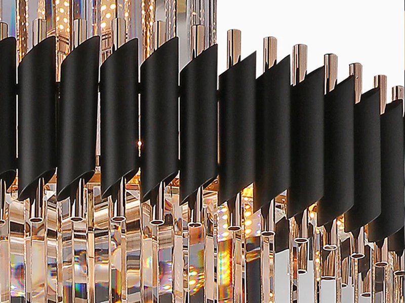 Ethereal Staircase Chandelier-Large Modern Entrance Black Crystal Lighting Fixtures-Lamp Frame Detail